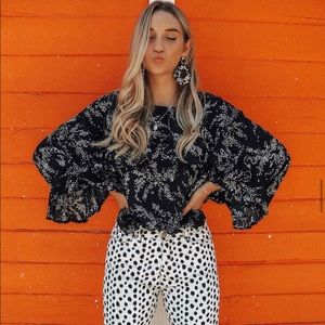 Oversized Ruffle Long Sleeve Blouse